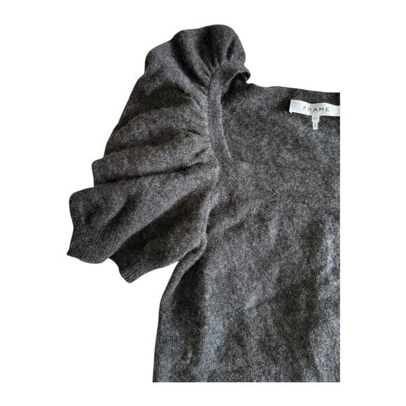 Frame Frankie Ruched Mélange Cashmere Sweater Grey Small Crew - Picture 4 of 13